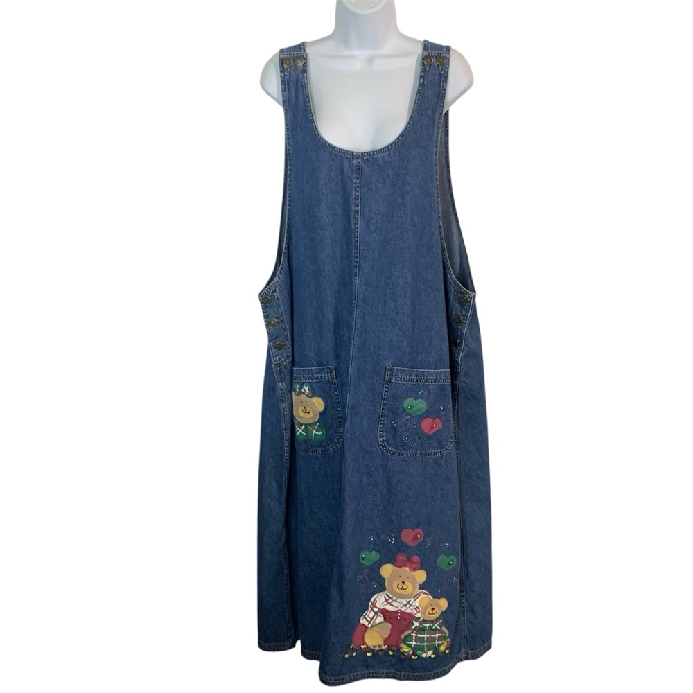 HAIKS 100% Cotton Vintage Hand Painted Sleeveless Denim Jumper Sz 22W